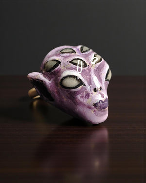 Purple Unknown Creature with Many Eyes Ring β Handmade Clay & Resin Surreal Statement Jewelry, Sculptural Fantasy Wearable Art with Sterling