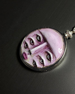 Six Eyes Necklace β Handmade Clay & Resin Surreal Statement Jewelry, Sculptural Wearable Art with Sterling Silver S925 Pendant / Chain