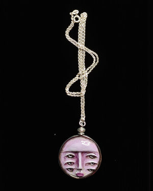 Six Eyes Necklace β Handmade Clay & Resin Surreal Statement Jewelry, Sculptural Wearable Art with Sterling Silver S925 Pendant / Chain