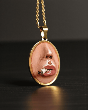 Smoking Cigar Necklace β Handmade Clay & Resin Surreal Statement Jewelry, Sculptural Wearable Art with Stainless Steel Chain / Pendant - SAMA