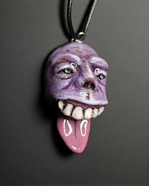 Tongue Out Necklace β Handmade Clay & Resin Surreal Statement Jewelry, Sculptural Fantasy Wearable Art OOAK