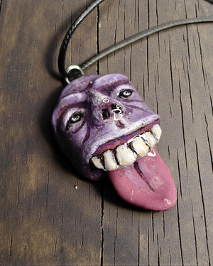 Tongue Out Necklace β Handmade Clay & Resin Surreal Statement Jewelry, Sculptural Fantasy Wearable Art OOAK