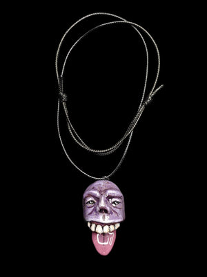 Tongue Out Necklace β Handmade Clay & Resin Surreal Statement Jewelry, Sculptural Fantasy Wearable Art OOAK