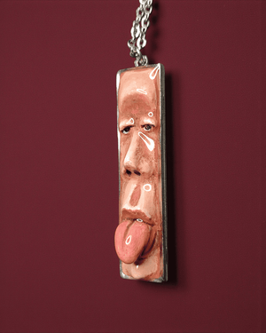 Tongue Out Necklace β Handmade Clay & Resin Surreal Statement Jewelry, Sculptural Fantasy Wearable Art with Stainless Steel Chain / Pendant - SAMA