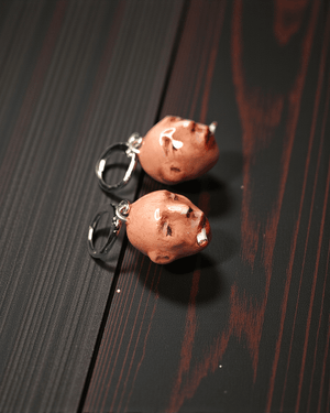 Twins Smoking Cigar Earrings β Handmade Clay & Resin Surreal Statement Jewelry, Sculptural Fantasy Wearable Art with Sterling Silver S925 Hooks - SAMA