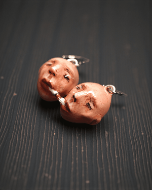 Twins Smoking Cigar Earrings β Handmade Clay & Resin Surreal Statement Jewelry, Sculptural Fantasy Wearable Art with Sterling Silver S925 Hooks - SAMA