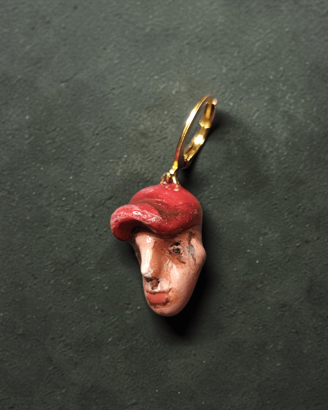 Watching the Horizon 11 Single Earring – Handmade Clay & Resin Expressionist Statement Jewelry, Sculptural Wearable Art with Stainless Steel Hook - SAMA