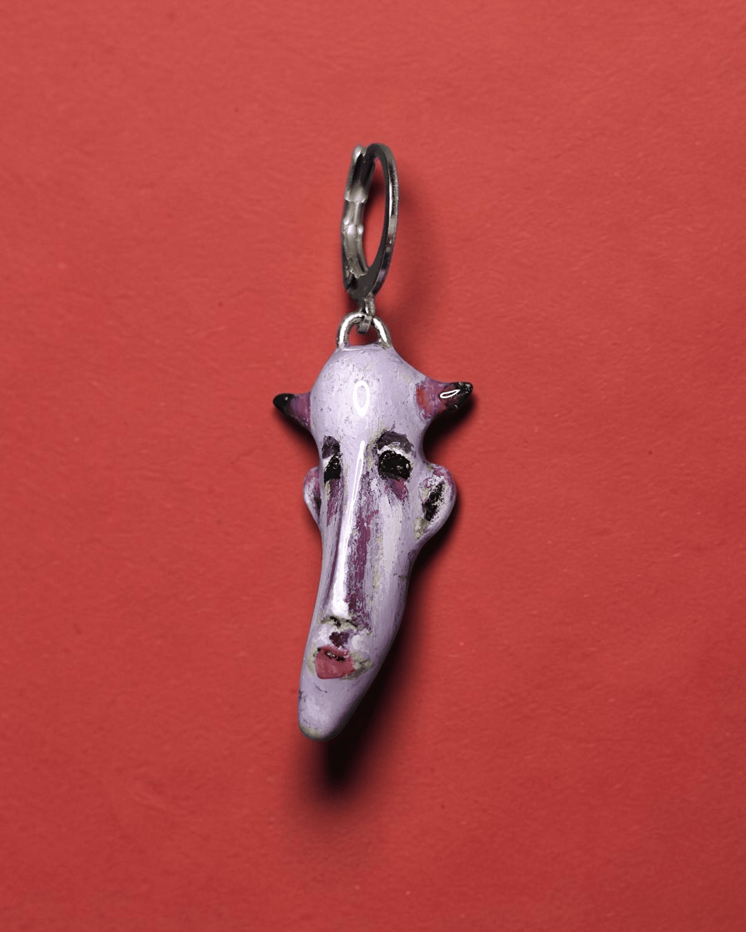 Watching the Horizon 9 Single Earring – Handmade Clay & Resin Expressionist Statement Jewelry, Sculptural Wearable Art with Stainless Steel Hook - SAMA