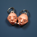 Twins Smoking Cigar Earrings – Handmade Clay & Resin Surreal Statement Jewelry, Sculptural Fantasy Wearable Art with Sterling Silver S925 Hooks