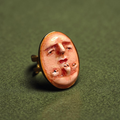 Double Upside Down Face Ring – Handmade Clay & Resin Surreal Statement Jewelry with Adjustable Stainless Steel Band
