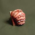 Three Faces Eating Each Other Ring – Handmade Clay & Resin Surreal Statement Jewelry with Adjustable Stainless Steel Band