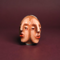 Double Face Ring – Handmade Clay & Resin Surreal Statement Jewelry with Adjustable Stainless Steel Band