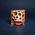 Hole Face Monster Ring – Handmade Clay & Resin Surreal Statement Jewelry with Adjustable Stainless Steel Band