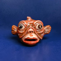 Face with Fish Mask Ring – Handmade Clay & Resin Surreal Statement Jewelry with Adjustable Stainless Steel Band