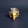 Owl Chimera Ring – Handmade Clay & Resin Surreal Statement Jewelry with Adjustable Stainless Steel Band