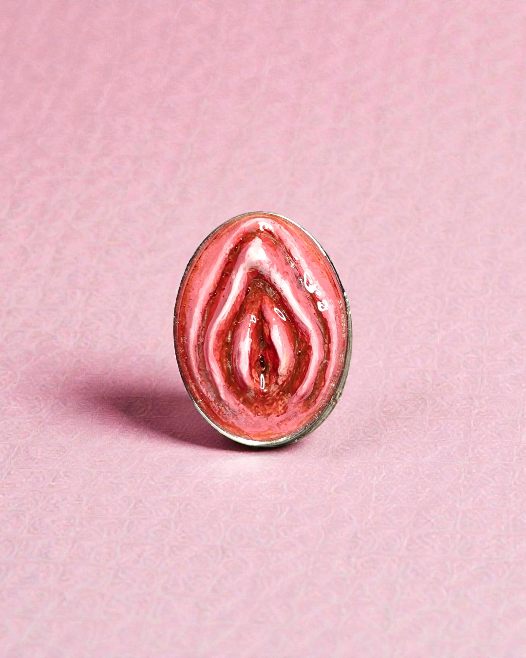 Feminine Body Form Ring – Handmade Clay & Resin Surreal Statement Jewelry with Adjustable Stainless Steel Band