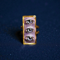 Purple Three Eyes Ring – Handmade Clay & Resin Surreal Statement Jewelry with Adjustable Stainless Steel Band