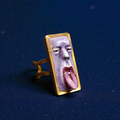 Purple Tongue Out Face Ring – Handmade Clay & Resin Surreal Statement Jewelry with Adjustable Stainless Steel Band