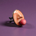 Chewing Gum Ring – Handmade Clay & Resin Surreal Statement Jewelry with Adjustable Stainless Steel Band