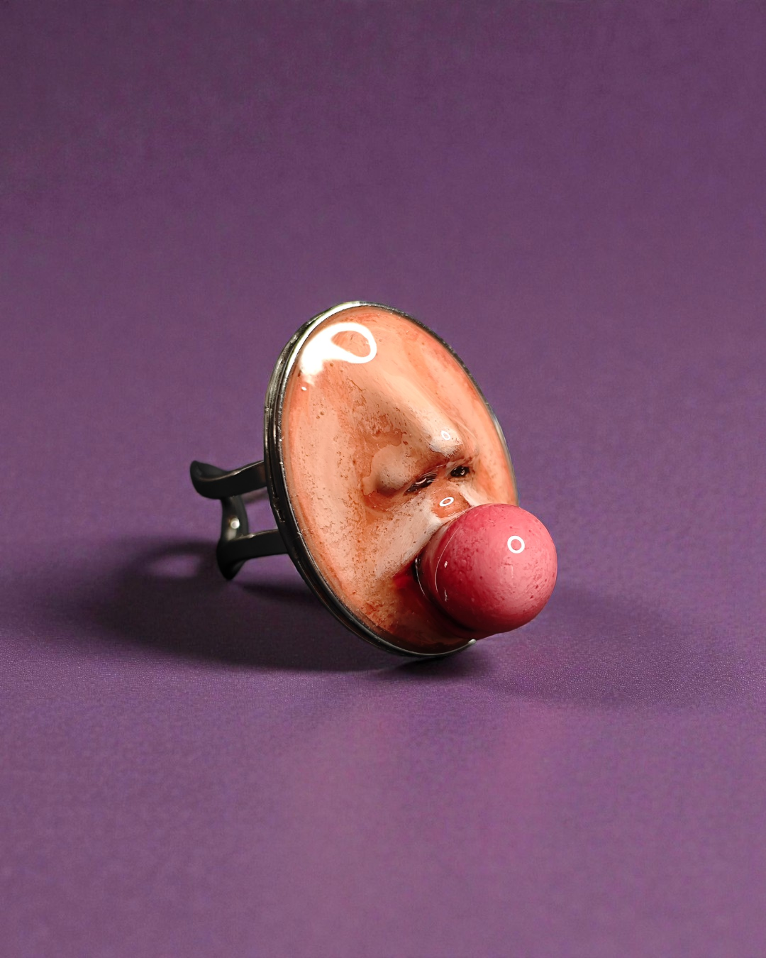 Chewing Gum Ring – Handmade Clay & Resin Surreal Statement Jewelry with Adjustable Stainless Steel Band