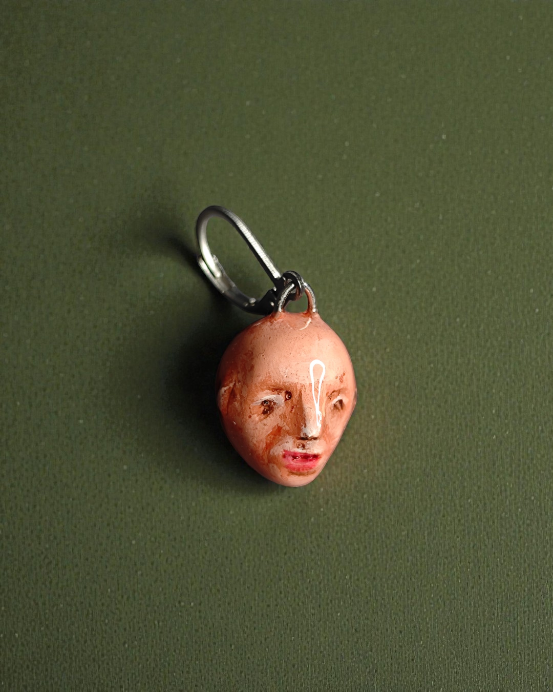Watching the Horizon 2 Single Earring – Handmade Clay Expressionist Statement Jewelry, Sculptural Wearable Art with Stainless Steel Hook