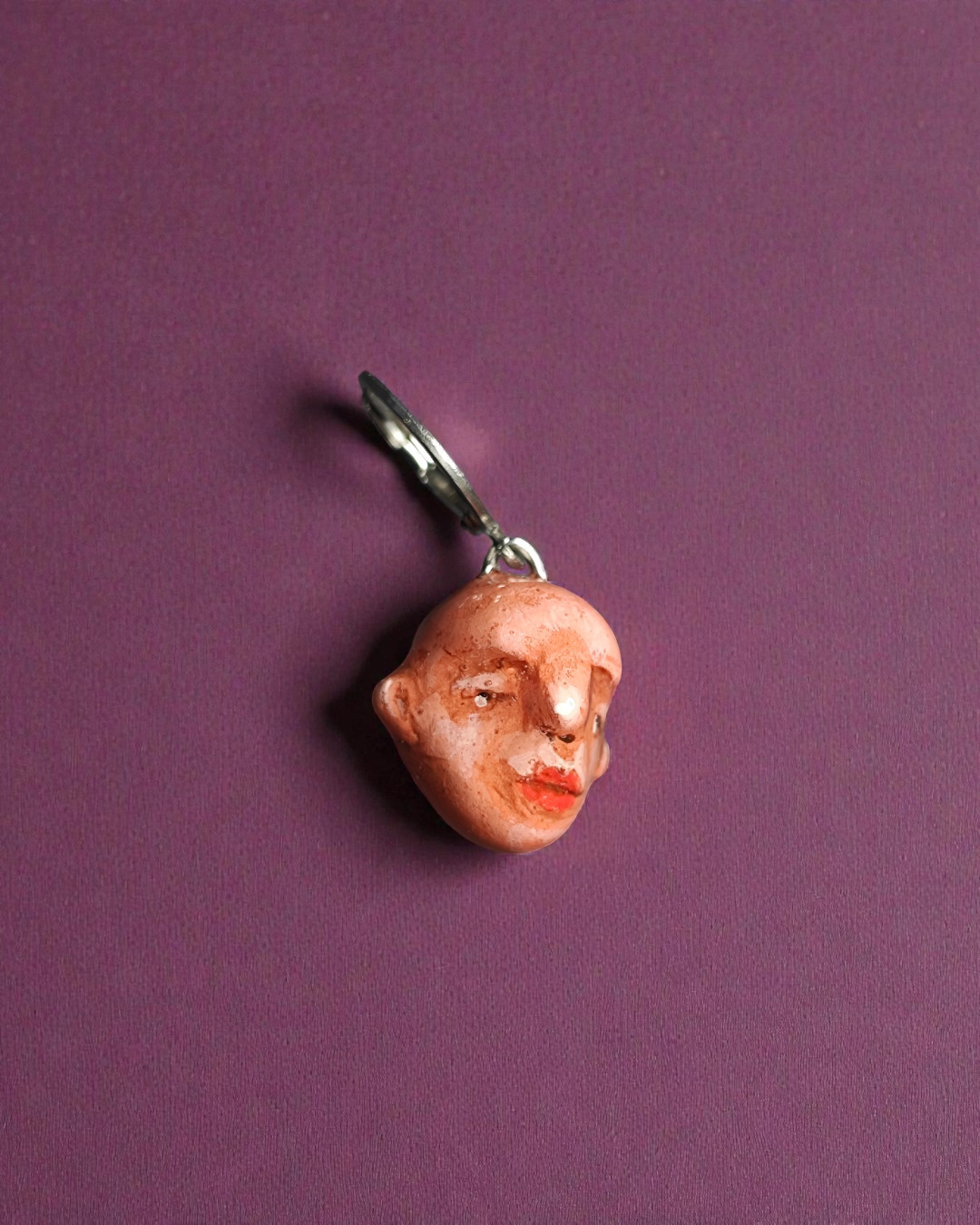 Watching the Horizon 5 Single Earring – Handmade Clay Expressionist Statement Jewelry, Sculptural Wearable Art with Stainless Steel Hook