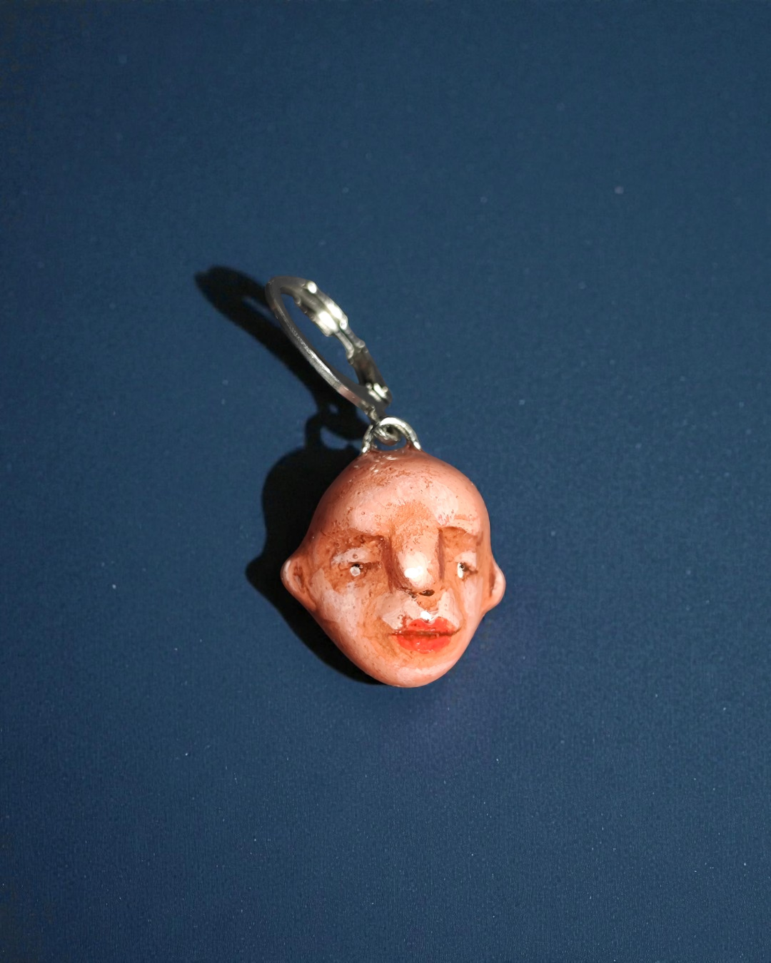 Watching the Horizon 5 Single Earring – Handmade Clay Expressionist Statement Jewelry, Sculptural Wearable Art with Stainless Steel Hook