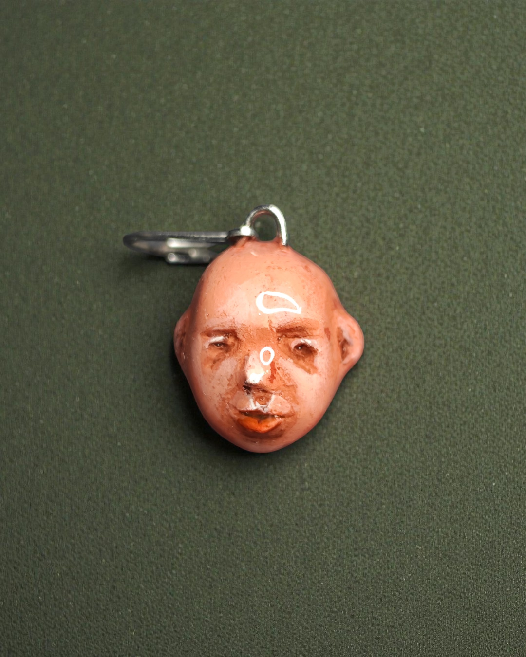 Watching the Horizon 4 Single Earring – Handmade Clay Expressionist Statement Jewelry, Sculptural Wearable Art with Stainless Steel Hook