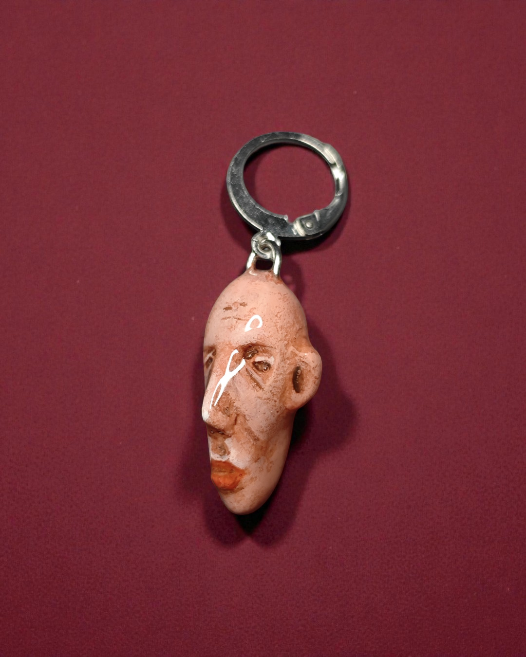 Watching the Horizon 6 Single Earring – Handmade Clay Expressionist Statement Jewelry, Sculptural Wearable Art with Stainless Steel Hook
