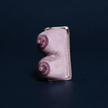 Purple Feminine Body Form Ring – Handmade Clay & Resin Surreal Statement Jewelry with Adjustable Stainless Steel Band
