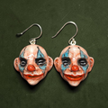 Clown Earrings – Handmade Clay & Resin Surreal Statement Jewelry, Sculptural Wearable Art with Sterling Silver S925 Hooks