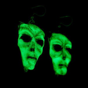 Alien Glow Earrings – Handmade Clay & Resin Surreal Statement Jewelry, Fantasy Sculptural Wearable Art with Zinc Alloy Hooks OOAK