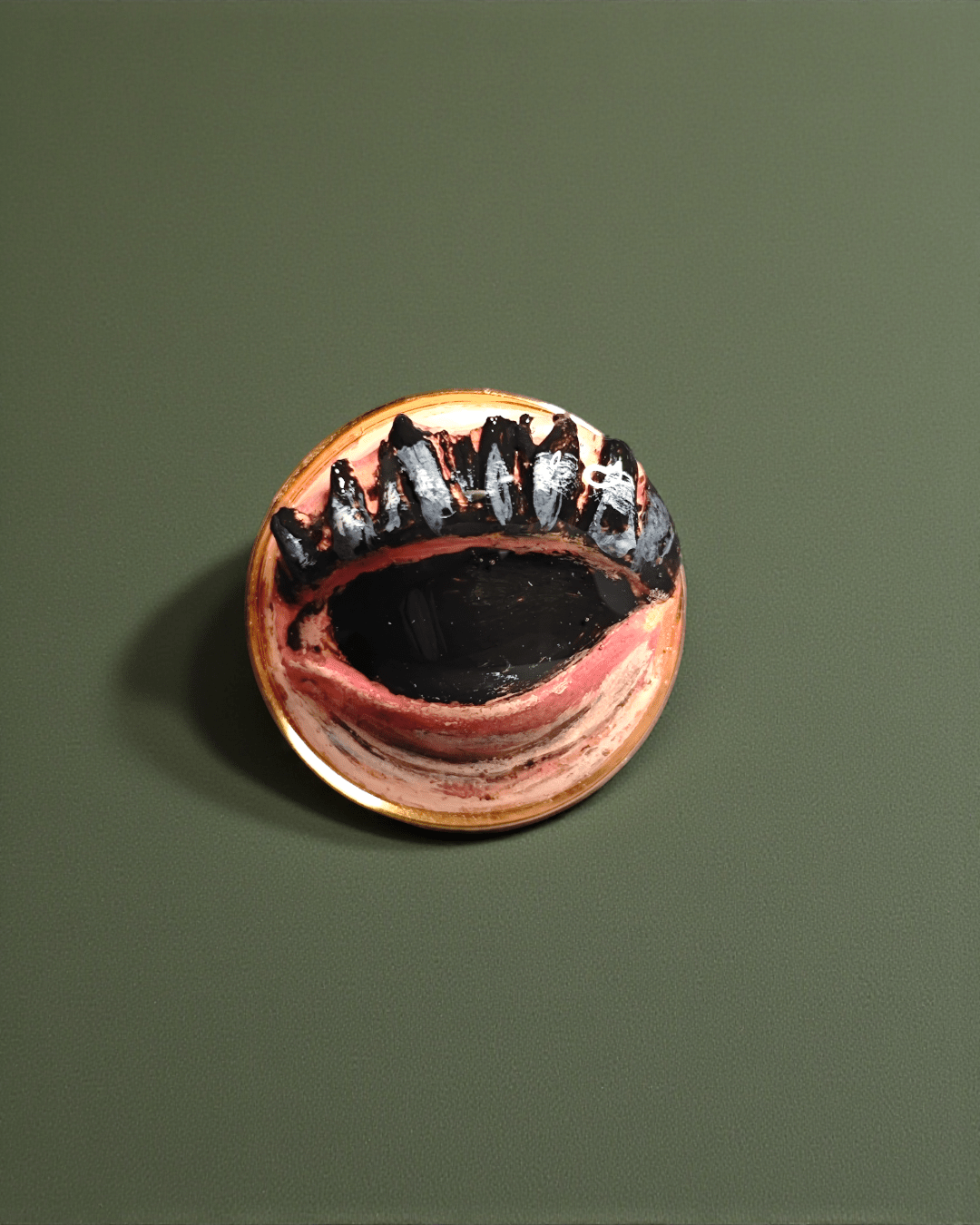 Black Eye Ring – Handmade Clay & Resin Surreal Statement Jewelry with Adjustable Stainless Steel Band - SAMA