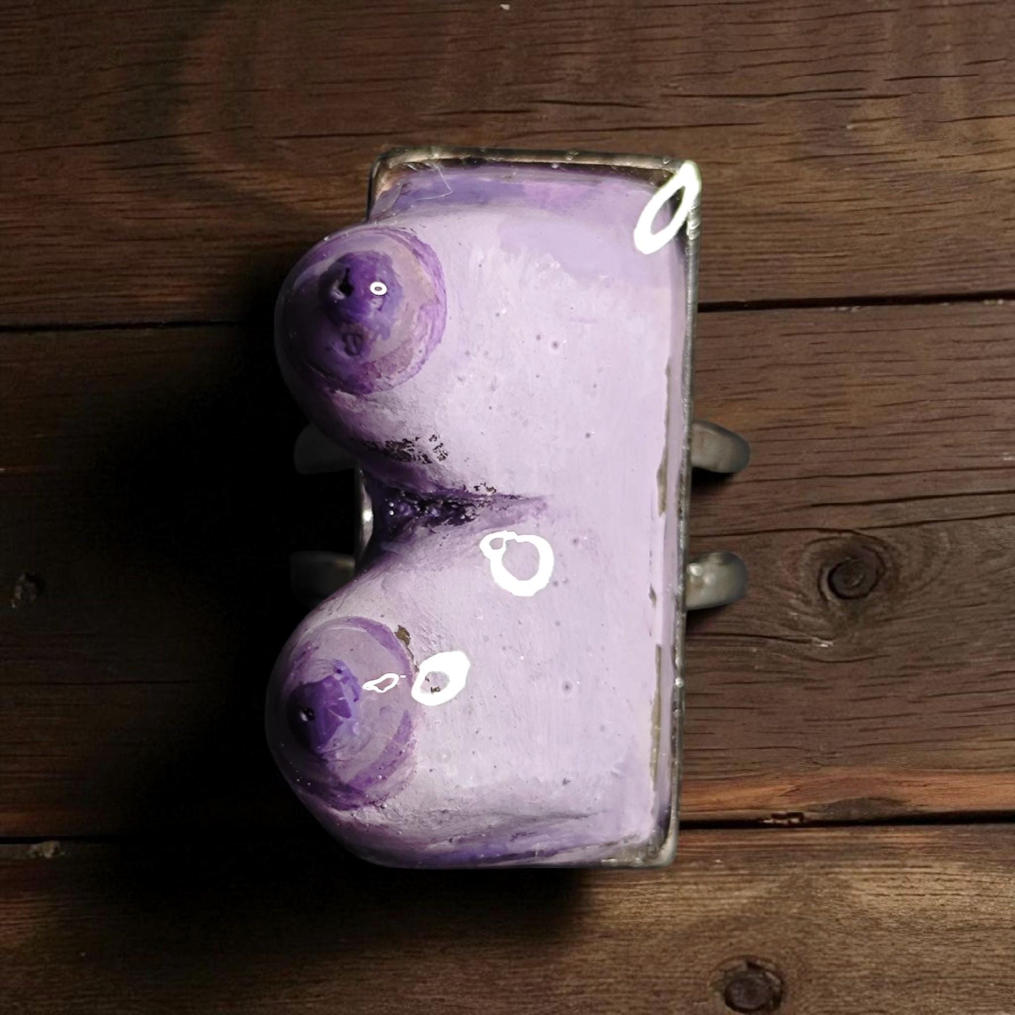 Body Form Ring – Handmade Clay & Resin Surreal Statement Jewelry, Sculptural Artistic Wearable Art on Adjustable Stainless Steel Band