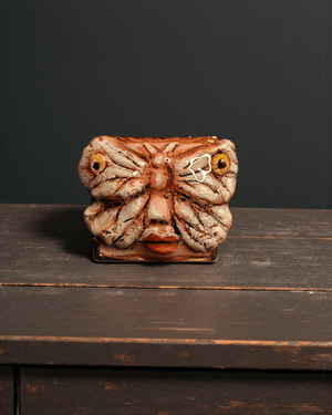Butterfly Face Ring – Handmade Clay & Resin Surreal Statement Jewelry with Adjustable Stainless Steel Band - SAMA