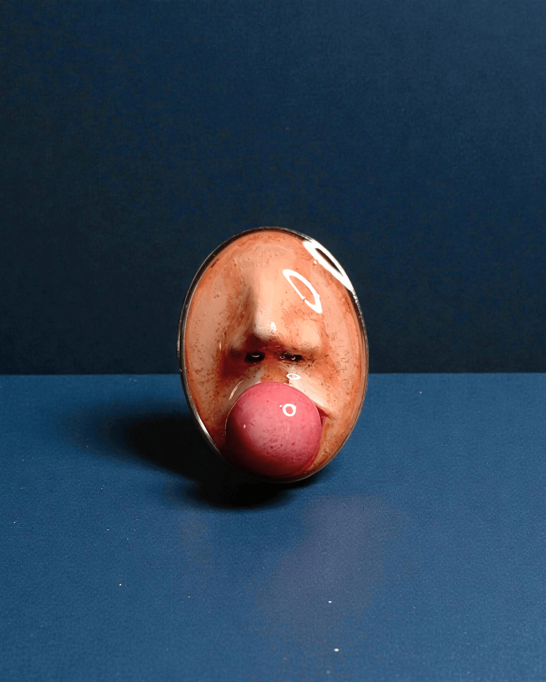 Chewing Gum Ring – Handmade Clay & Resin Surreal Statement Jewelry with Adjustable Stainless Steel Band - SAMA