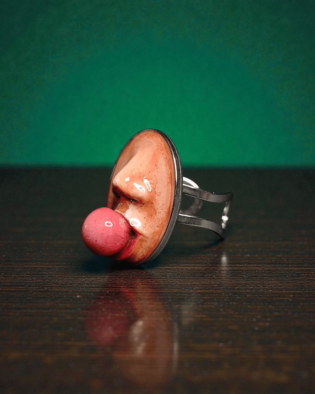 Chewing Gum Ring – Handmade Clay & Resin Surreal Statement Jewelry with Adjustable Stainless Steel Band - SAMA
