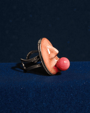 Chewing Gum Ring – Handmade Clay & Resin Surreal Statement Jewelry with Adjustable Stainless Steel Band - SAMA