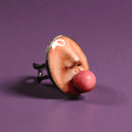 Chewing Gum Ring – Handmade Clay & Resin Surreal Statement Jewelry with Adjustable Stainless Steel Band - SAMA