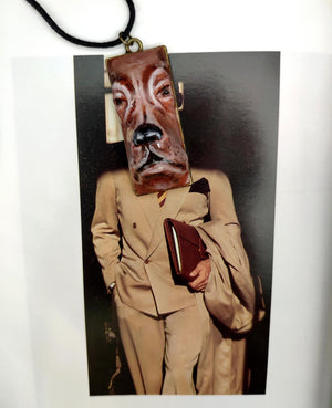 Dog Human Chimera Necklace – Handmade Clay & Resin Surreal Statement Jewelry, Sculptural Fantasy Wearable Art OOAK