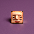 Double Pair of Eyes Face Ring – Handmade Clay & Resin Surreal Statement Jewelry with Adjustable Stainless Steel Band - SAMA