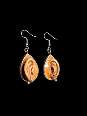 Ear Earrings – Handmade Clay & Resin Surreal Statement Jewelry, Sculptural Wearable Art with Zinc Alloy Hooks OOAK