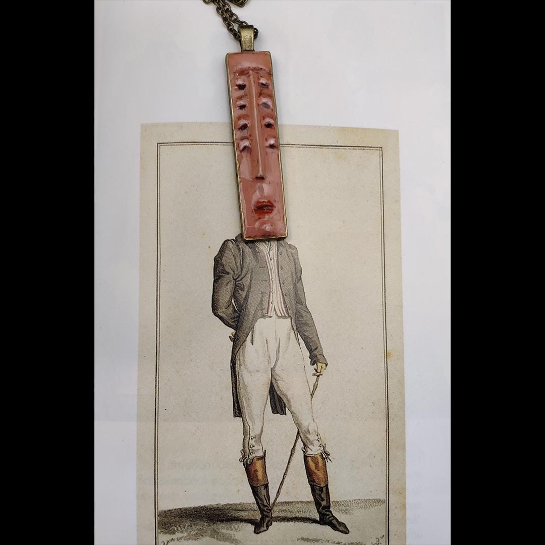 Eight Eyes Necklace – Handmade Clay & Resin Surreal Statement Jewelry, Sculptural Fantasy Wearable Art with Alloy Pendant / Chain