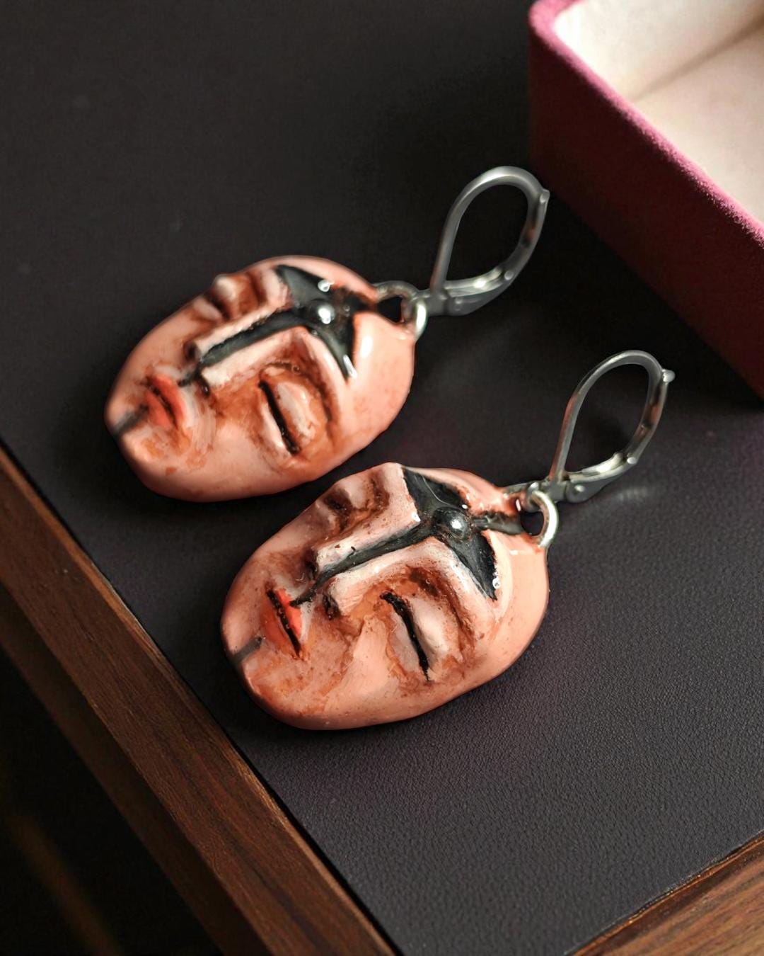 Eye Chakra Glow Earrings – Handmade Clay & Resin Surreal Statement Jewelry, Fantasy Sculptural Wearable Art with Stainless Steel Hooks OOAK