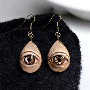 Eye Earrings – Handmade Clay & Resin Surreal Statement Jewelry, Sculptural Wearable Art with Zinc Alloy Hooks