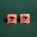 Eye in Mouth Stud Earrings – Handmade Clay & Resin Surreal Statement Jewelry, Sculptural Wearable Art with Sterling Silver S925 Studs - SAMA