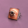Eye in Square Frame Ring – Handmade Clay & Resin Surreal Statement Jewelry, Sculptural Fantasy Wearable Art with Adjustable Stainless Steel Band - SAMA