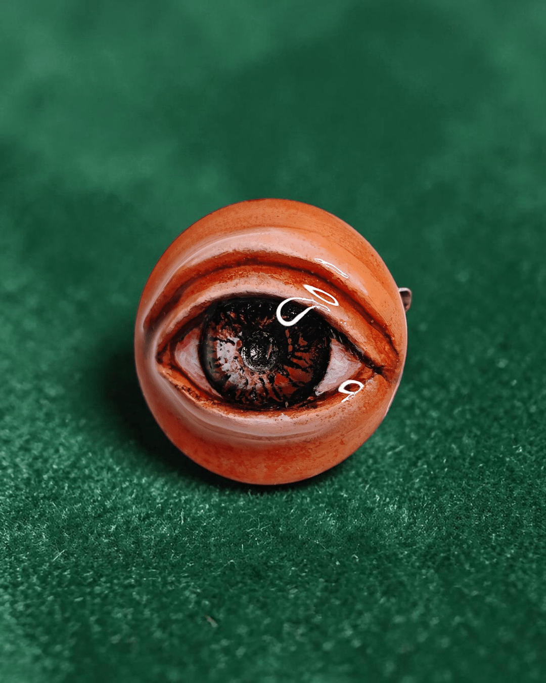 Eye Pin Button – Handmade Clay & Resin Surreal Wearable Art with Stainless Steel Pin Back - SAMA