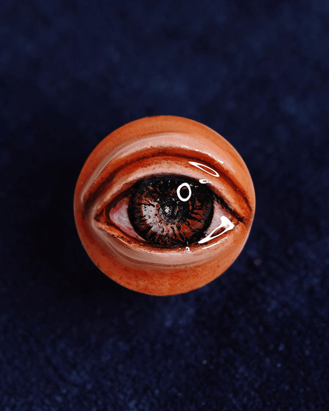 Eye Pin Button – Handmade Clay & Resin Surreal Wearable Art with Stainless Steel Pin Back - SAMA