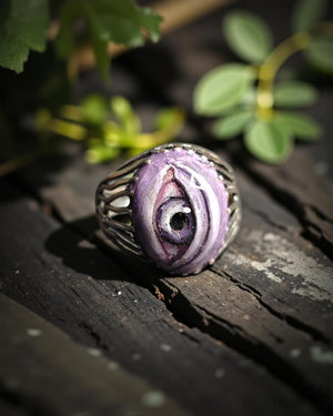 Eye Ring – Handmade Clay & Resin Surreal Statement Jewelry, Sculptural Fantasy Wearable Art on Sterling Silver S925 Band